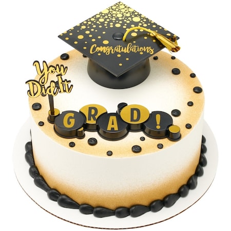 Gradutation Success Theme Cake Topper, You Did It! 1 Cake Decor Set